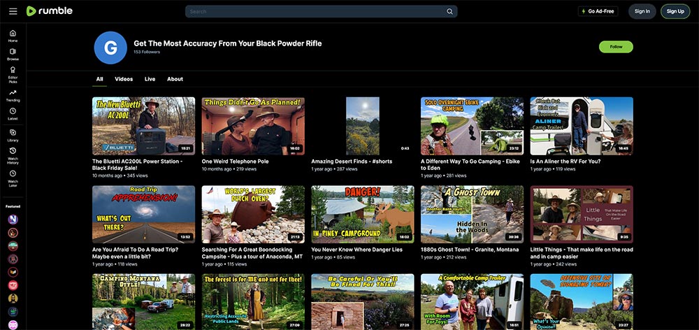 Get The Most Accuracy From Your Black Powder Rifle - Rumble Camping video channel home page screenshot