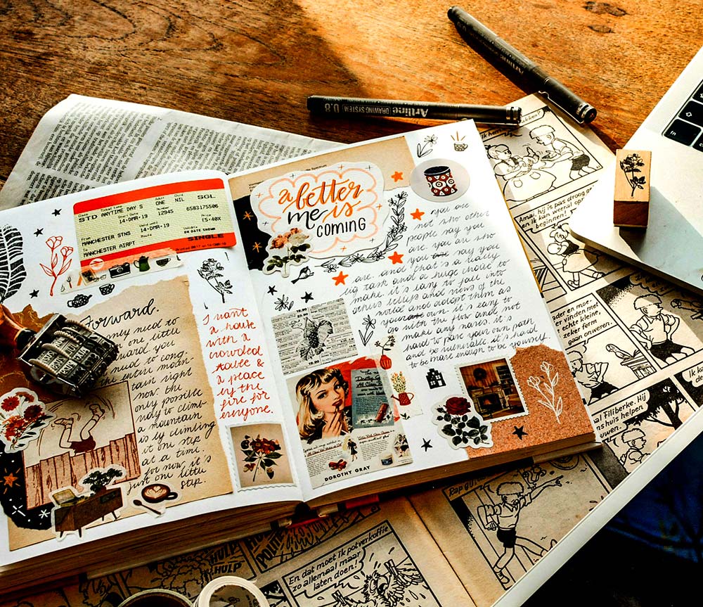 Top 18 Junk Journaling Channels on Rumble-2-pages rubber stamp ephemera.